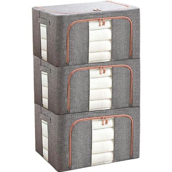 Large Clothes Storage Bins with Handles for Bedroom Organization - 3 Pack, 100L, 60x42x40cm