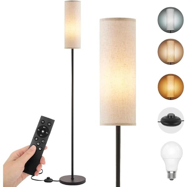 3 Color Temperature LED Floor Lamp with Remote Control - 1.6m Minimalist Design (9W Bulb Included)