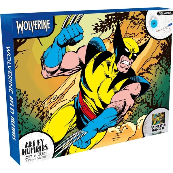 Aquarius Art By Numbers Kids Paint Activity Kit 41x51cm Marvel Wolverine