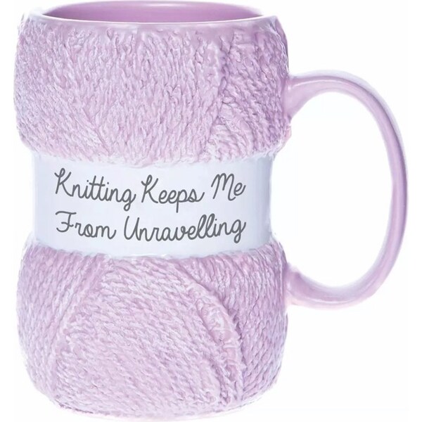 Boxer Gifts Ceramic Knitting Coffee Mug w/ Handle Drinkware Unravelling Pink