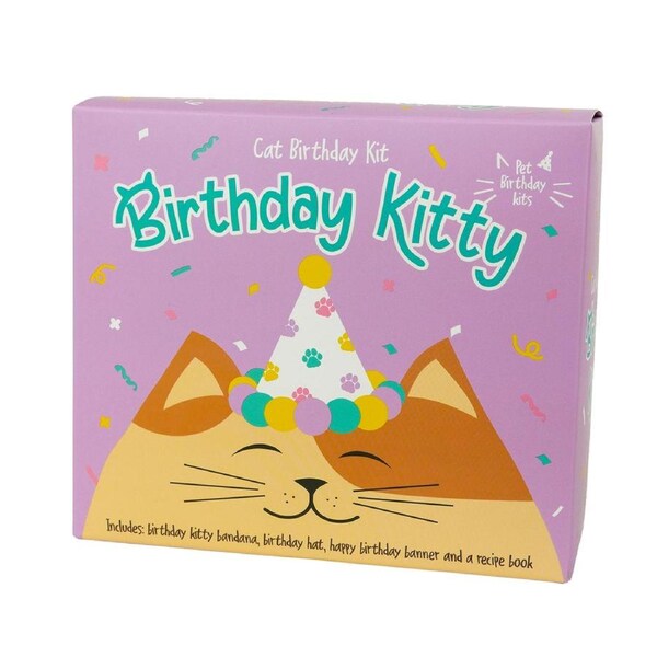 Gift Republic Pet Kitty/Cat Birthday Celebration Kit w/ Treat Recipe Book