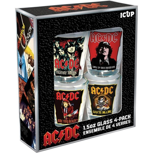 4pc Aquarius AC/DC Liquor Alcohol Drinking Shot Glass Drinkware Set 1.5oz