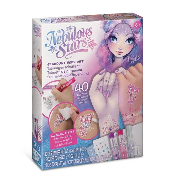 Nebulous Stars Stardust Body Art Kit Kids Metallic Temporary Tattoos 8y+