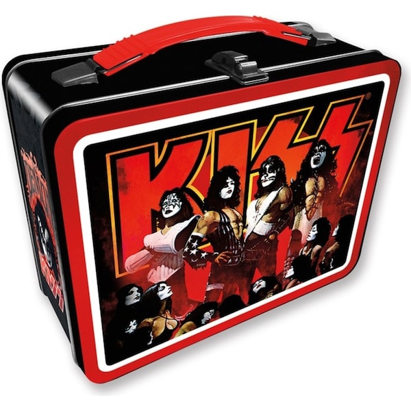 Aquarius Tin Carry All Kiss Fun Box Food Storage Lunchbox w/Handle Square