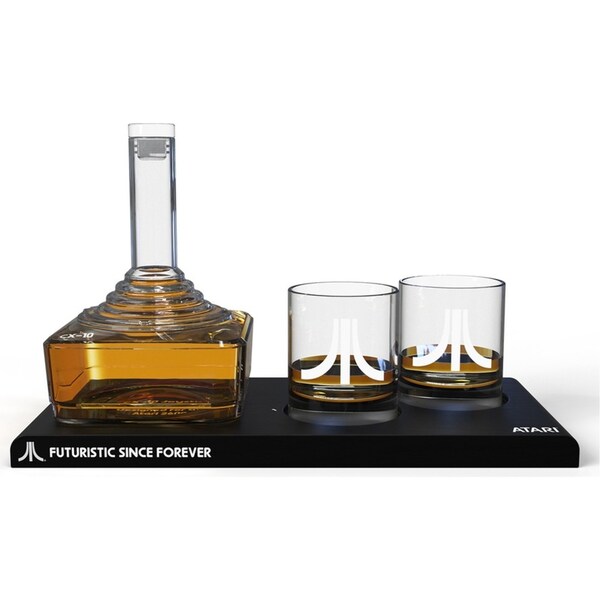 Thumbs Up Official Atari Joystick Decanter w/2 Drinking Glass Set Clear