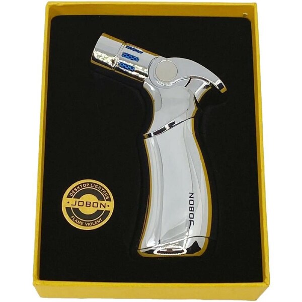 Jobon 4 Flame Jet Windproof Refillable Lighter powerful Blow torch gift bx
