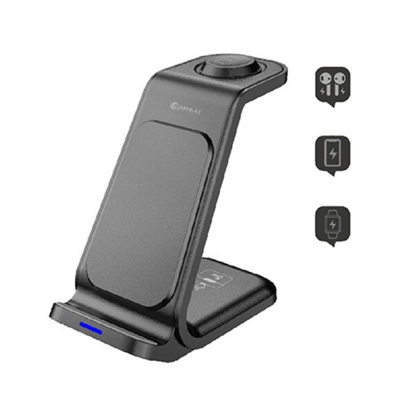 Sansai IPH-X226B 3-in-1 Magnetic Wireless Mobile Phone Watch Charger Black