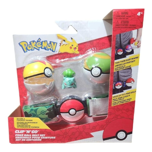 Pokemon Clip N Go Belt Set with Bulbasaur and Level Ball and Nest Ball