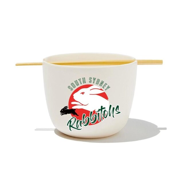 South Sydney Rabbitohs NRL Ceramic Noodle Bowl and Chopsticks