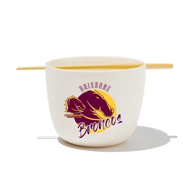 Brisbane Broncos NRL Ceramic Noodle Bowl and Chopsticks