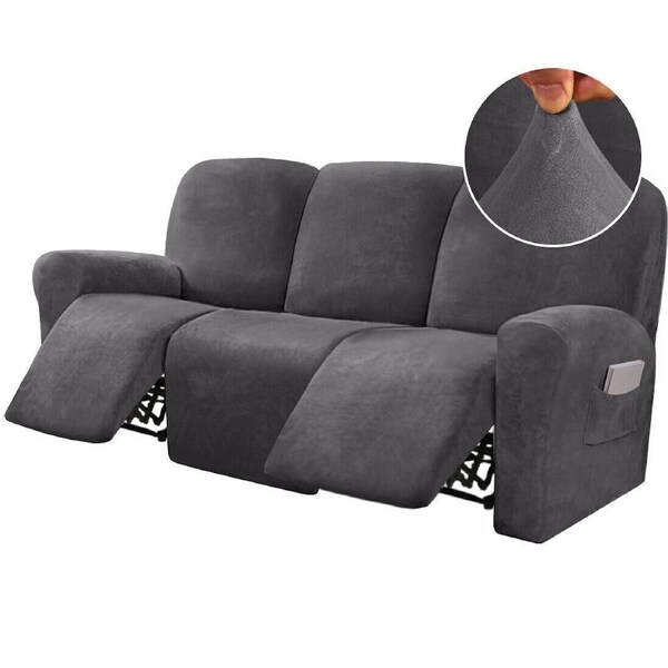 Stretch Recliner Sofa Covers Couch Cover Velvet Slipcovers for Reclining Couchs 3 Seater / N.Ivory