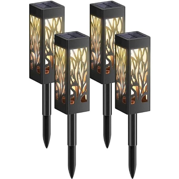4 Pack Solar Lights Outdoor, Solar Garden Lights, Hollow Solar Lawn Light Outdoor Garden IP65 Waterproof Solar Light,Leaves Hollow LED Decorative Night Light
