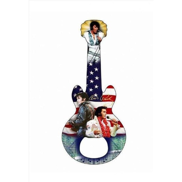 Elvis Magnet With Flag Collage Bottle Opener