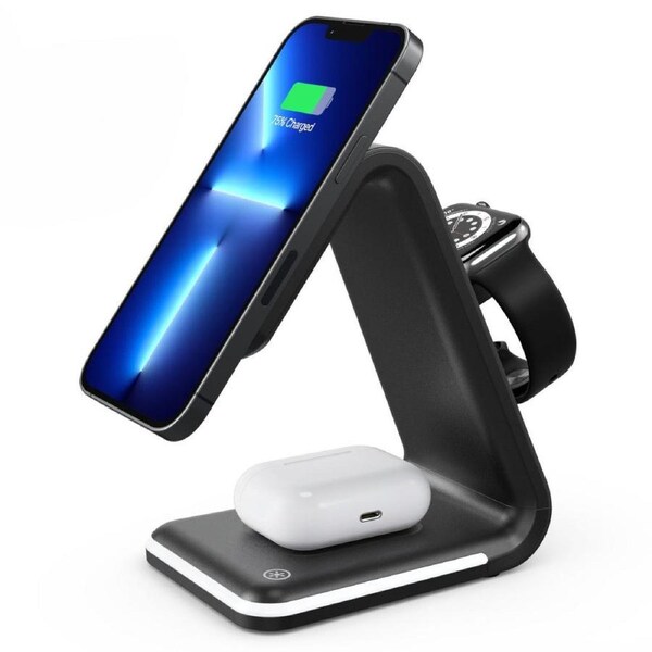 Magnetic Wireless Charger, 3 in 1 Wireless Charging Station for Multi Devices Apple Products, 15W Fast Charger Stand for iPhone, Fast Wireless MagSafe Charger for iPhone