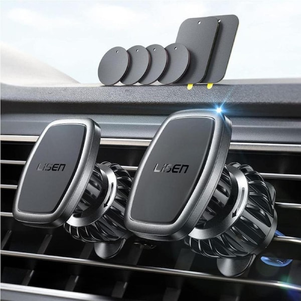 [6 Strong Magnet] LISEN 2 Pack Car Phone Holder, Magnetic Phone Holder [Easily Install] Air Vent Mobile Phone Holder for Car Case Friendly Car Phone Mount Fit iPhone Holder for All Phone