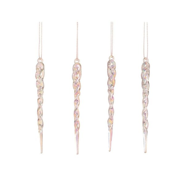 Christmas Tree Iridescent Icicles Hanging Ornament 4 Pack 12cm