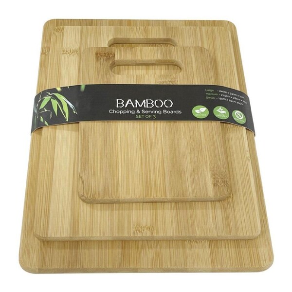 Bamboo Wooden Chopping Board 3PC Set Kitchen Serving Cutting