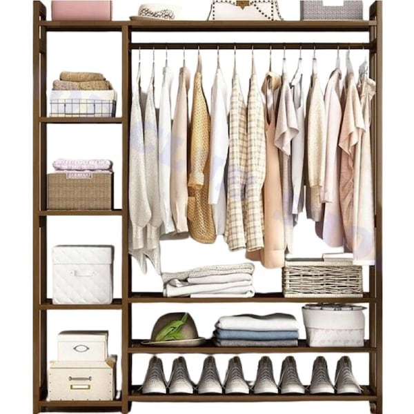 Garment Coat Hanger Bamboo Clothes Rack Shelf