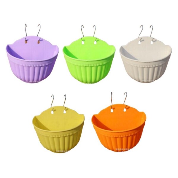 Garden Hanging Flower Pot Rattan Balcony Planter 5PC