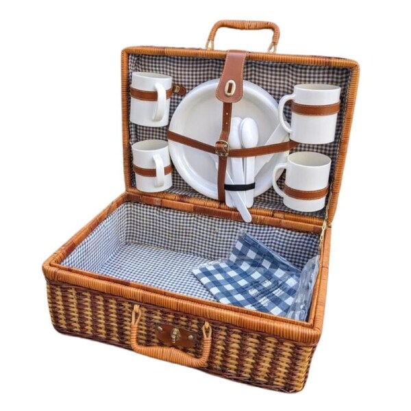 Wicker Hamper Retro Outdoor Picnic Basket