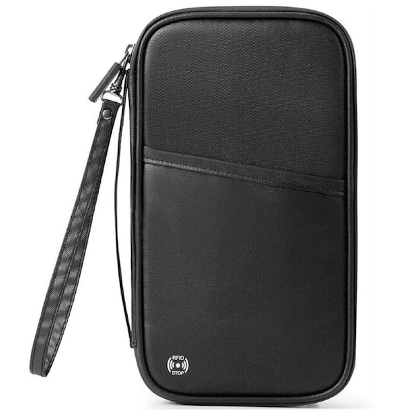 Passport Travel Wallet With Strap RFID Blocking
