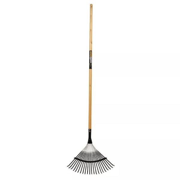 Hardwood Handle Metal Garden Rake Leaves Weeds Grass