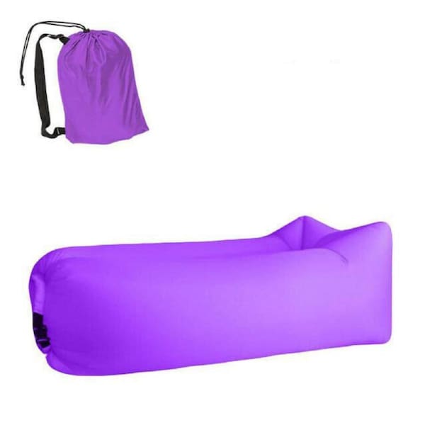 Inflatable Beach Outdoor Purple Air Bed Sleeping Bag Chair Lounge