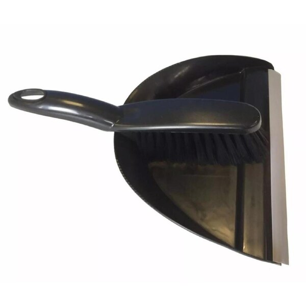 Rubbish Collection Dustpan And Brush Set Soft Rubber Black