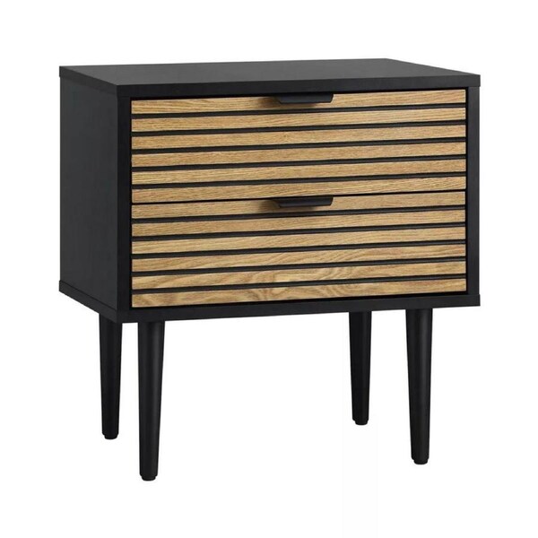 Furniture Storage Unit Black Bedside Table 2 Drawers