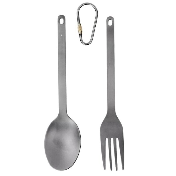 Camping Hiking Pure Titanium Spoon And Fork With Bag