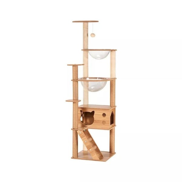 Condo House Bed Wooden Cat Tree Tower Scratch Post