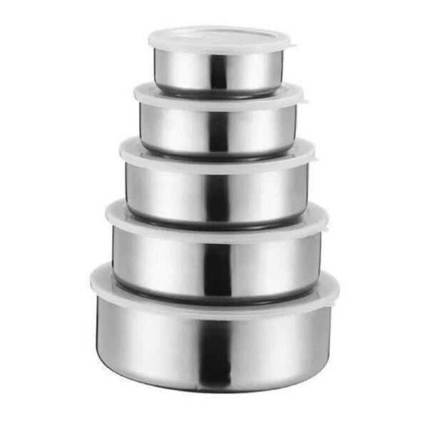 Airtight Lid Stainless Steel 5PC Mixing Storage Bowls
