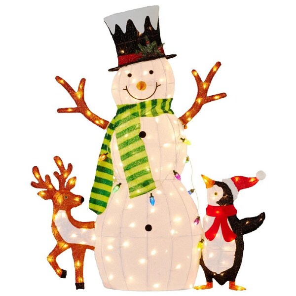 Christabelle 1.2m Christmas Snowman Display Indoor Outdoor with LED Lights and Animals Decoration