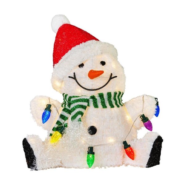 Christabelle 40cm Sitting Christmas Snowman Display with Lights