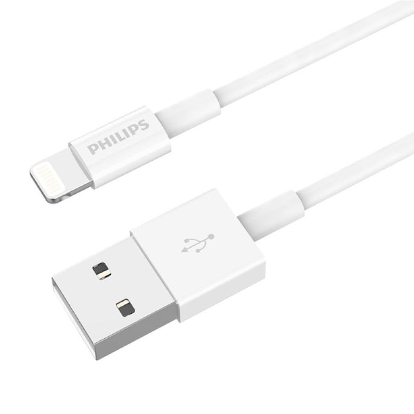 Philips Accessories USB-A to Apple L Charging Cable 2m. (White) DLC4578V
