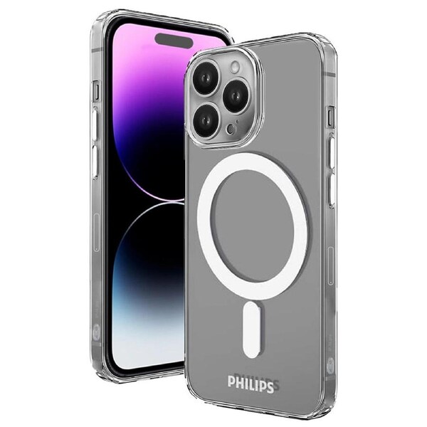 Philips for iPhone 14 Pro Case Clear, Supports Magnetic Wireless Charging, Non-Yellowing Shockproof Phone Bumper Cover DLK6107T