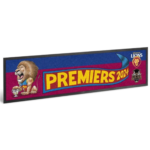 Brisbane Lions AFL 2024 Grand Final Premiership Bar Mat Runner Caricature