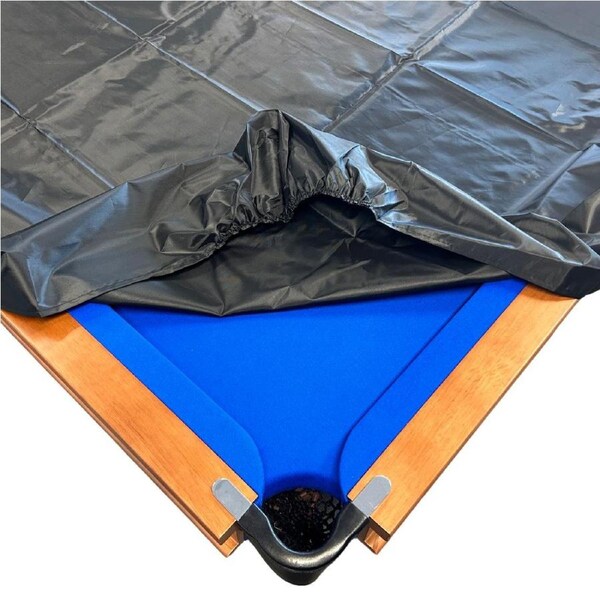 Pool Snooker Billiard Table Fitted Plastic Vinyl Cover Elastic Corners 9ft Black