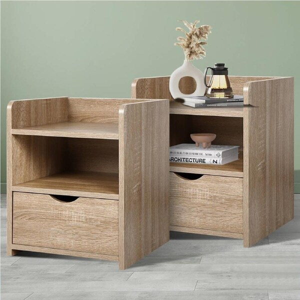 ALFORDSON 2x Bedside Table Nightstand 1 Drawer Wood