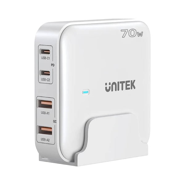Unitek 70W Desktop GaN Charging Station with AC Power Cord (White)