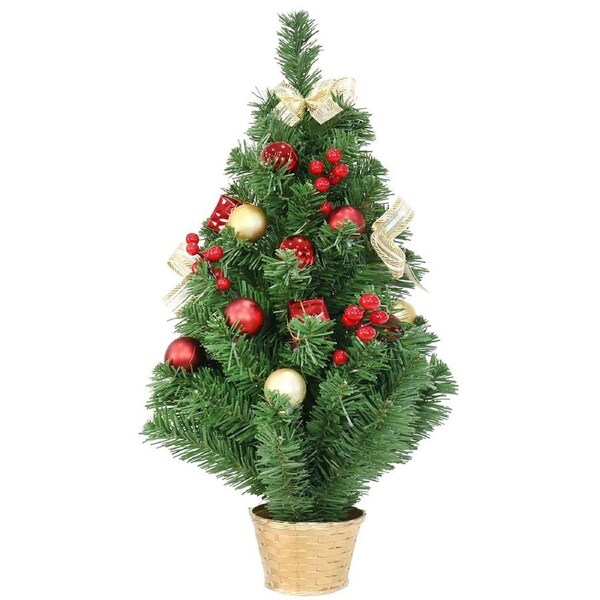 Red and Gold Potted Pine Christmas Tree 60cm