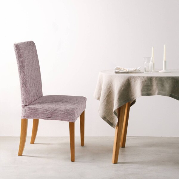 Sherwood Faux Linen Stretch Fit Chair Cover Rose 6 Pack