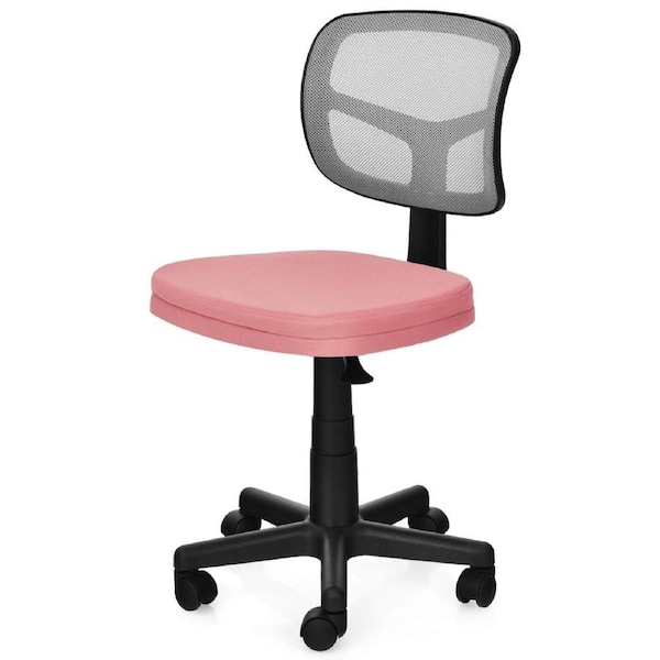 Costway Cushioned Office Desk Chair Swivel Executive Mesh Computer Chair Rolling Study Stool w/5 Claw Base Pink