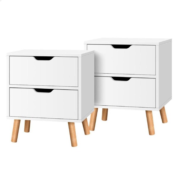 ALFORDSON Set of 2 Bedside Table Nightstand Side Table White