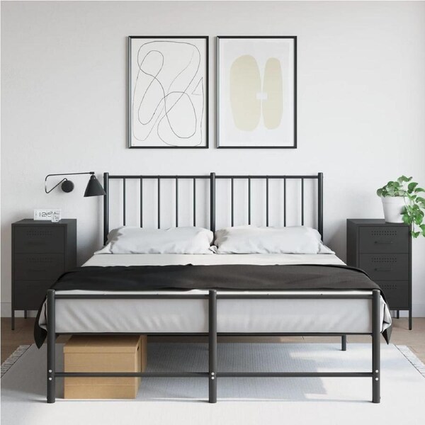 Bedside Cabinets 2 pcs Black 36x39x68 cm Steel vidaXL