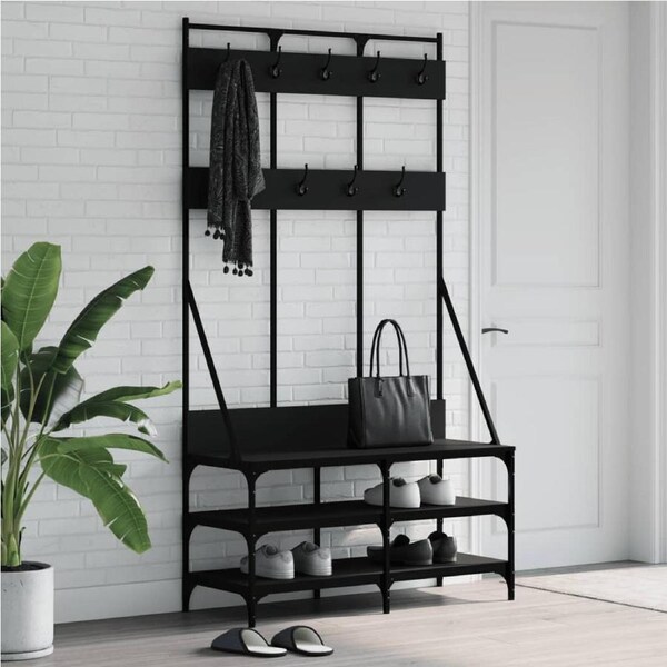 Clothes Rack with Shoe Storage Black 100x40x184 cm vidaXL