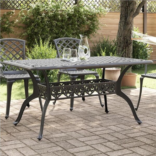 Garden Table Black 150x90x72 cm Cast Aluminium vidaXL