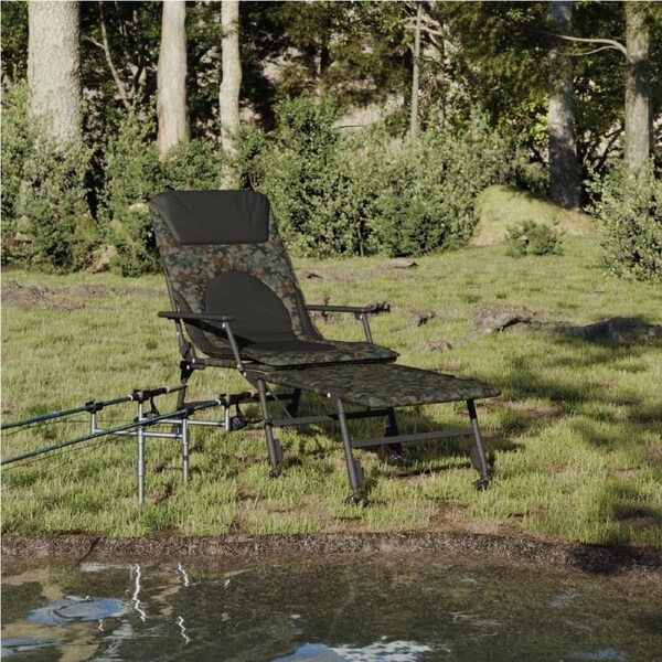 Fishing Bedchair with Adjustable Mud Legs Foldable Camouflage vidaXL