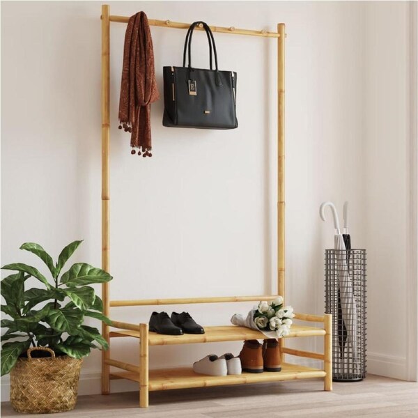 Clothes Rack with Shelves 103x40x183 cm Bamboo vidaXL