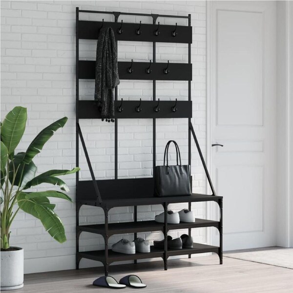 Clothes Rack with Shoe Storage Black 100x40x184 cm vidaXL